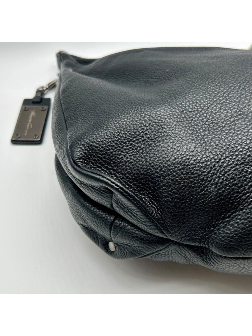 Kenneth Cole Black Pebbled Leather Slouch Hobo Bag - Picture 7 of 11